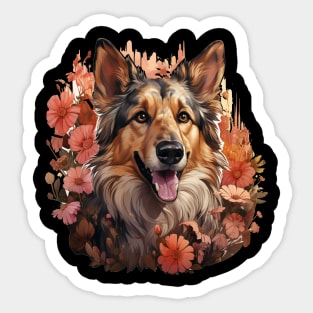 German Shepherd  Dog Vintage Floral Sticker